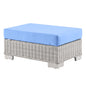 Conway Outdoor Patio Wicker Rattan Ottoman, Rattan, Wicker, Light Grey Gray Light Blue, 23333
