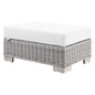 Conway Outdoor Patio Wicker Rattan Ottoman, Rattan, Wicker, Light Grey Gray White, 23335