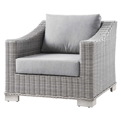 Conway Outdoor Patio Wicker Rattan Armchair, Rattan, Wicker, Grey Gray, 23336