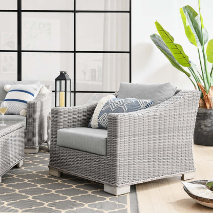 Conway Outdoor Patio Wicker Rattan Armchair, Rattan, Wicker, Grey Gray, 23336