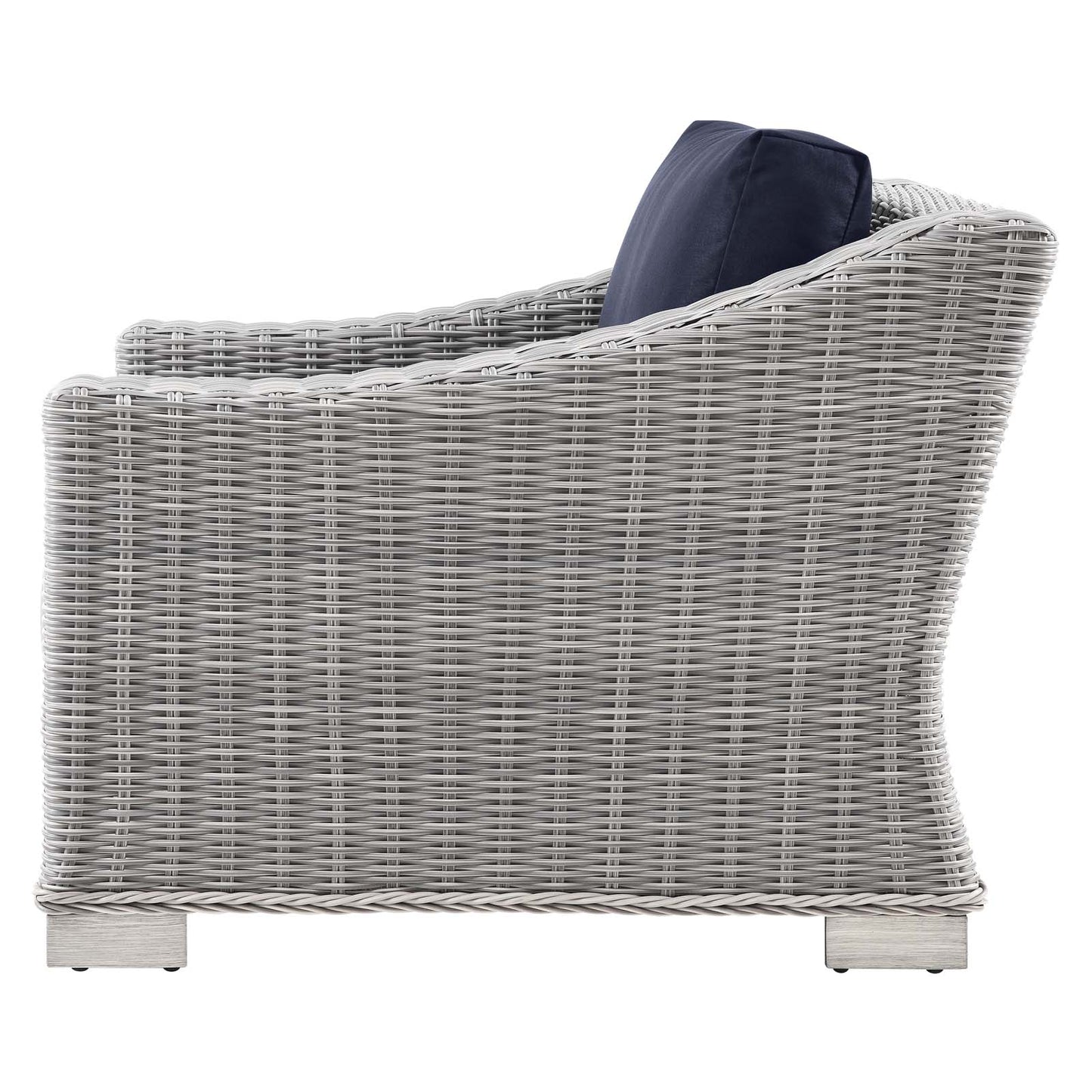 Conway Outdoor Patio Wicker Rattan Armchair, Rattan, Wicker, Light Grey Gray Blue Navy, 23338
