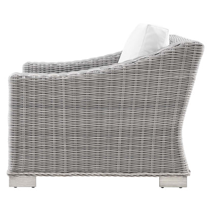 Conway Outdoor Patio Wicker Rattan Armchair, Rattan, Wicker, Light Grey Gray White, 23339