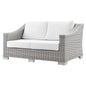 Conway Outdoor Patio Wicker Rattan Loveseat, Rattan, Wicker, Light Grey Gray White, 23343