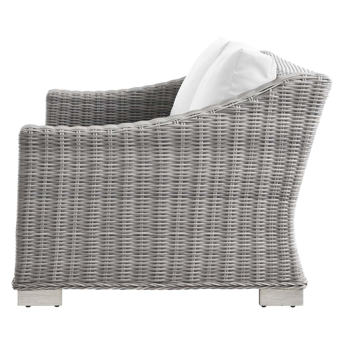 Conway Outdoor Patio Wicker Rattan Loveseat, Rattan, Wicker, Light Grey Gray White, 23343