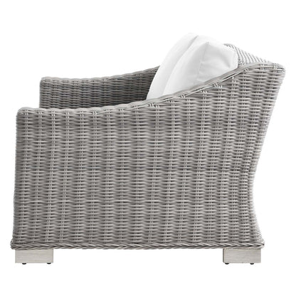 Conway Outdoor Patio Wicker Rattan Loveseat, Rattan, Wicker, Light Grey Gray White, 23343