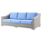 Conway Outdoor Patio Wicker Rattan Sofa, Rattan, Wicker, Light Grey Gray Light Blue, 23345