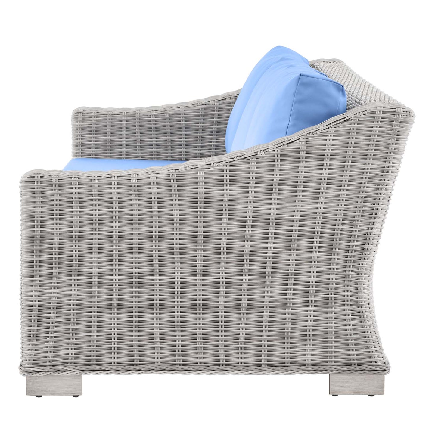 Conway Outdoor Patio Wicker Rattan Sofa, Rattan, Wicker, Light Grey Gray Light Blue, 23345