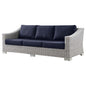 Conway Outdoor Patio Wicker Rattan Sofa, Rattan, Wicker, Light Grey Gray Blue Navy, 23346