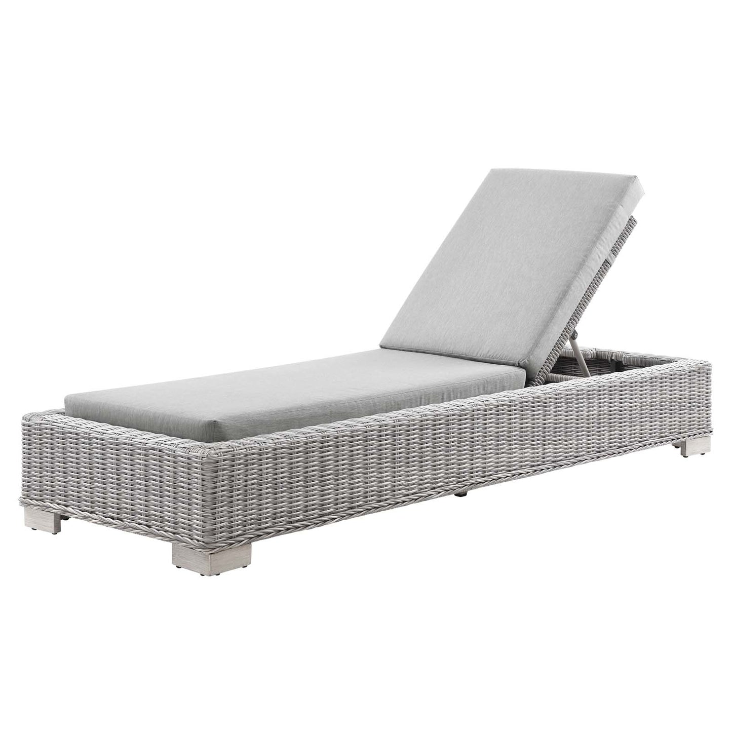 Conway Outdoor Patio Wicker Rattan Chaise Lounge, Rattan, Wicker, Grey Gray, 23348