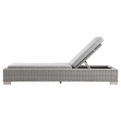Conway Outdoor Patio Wicker Rattan Chaise Lounge, Rattan, Wicker, Grey Gray, 23348