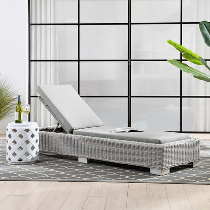 Conway Outdoor Patio Wicker Rattan Chaise Lounge, Rattan, Wicker, Grey Gray, 23348