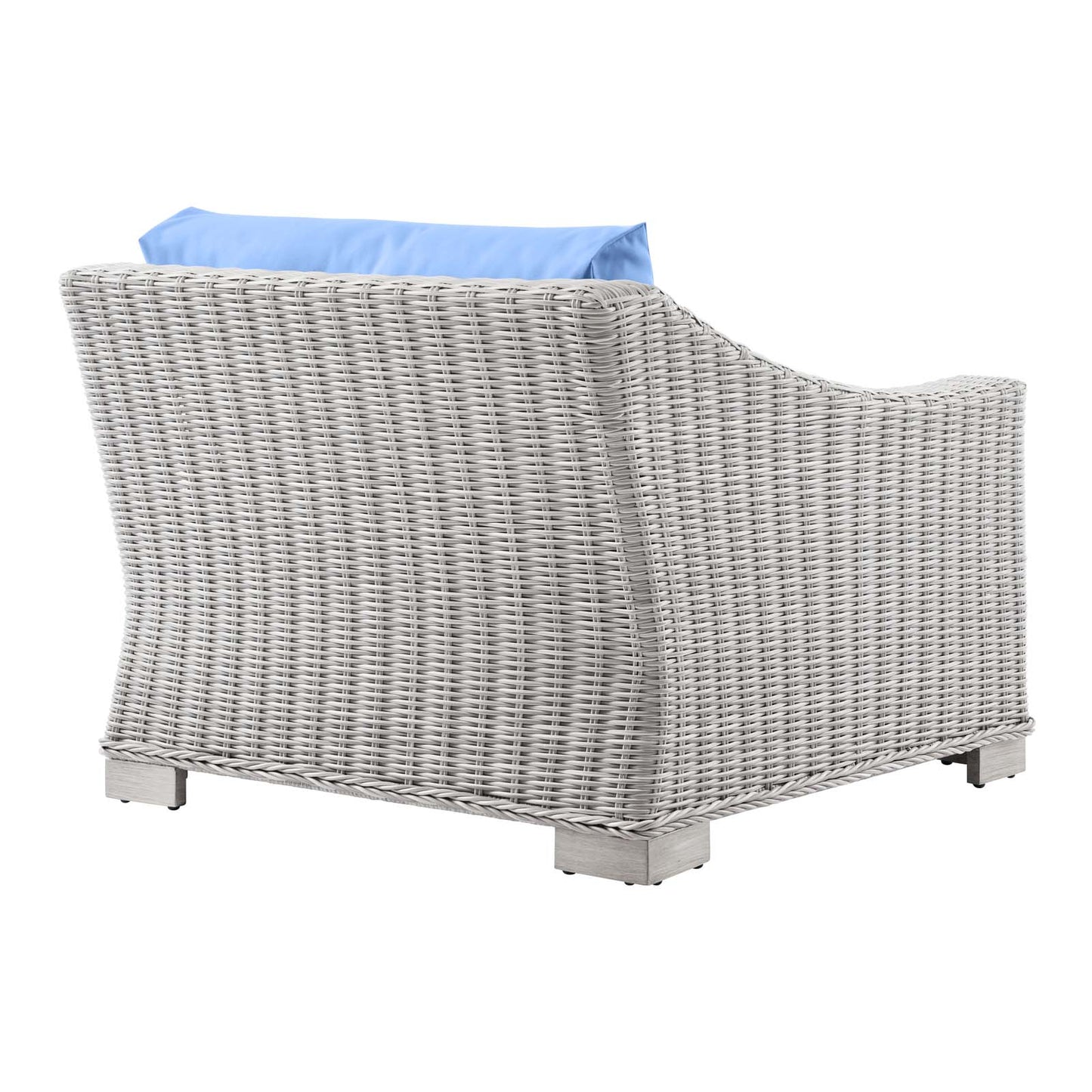Conway Outdoor Patio Wicker Rattan Left-Arm Chair, Rattan, Wicker, Light Grey Gray Light Blue, 23357