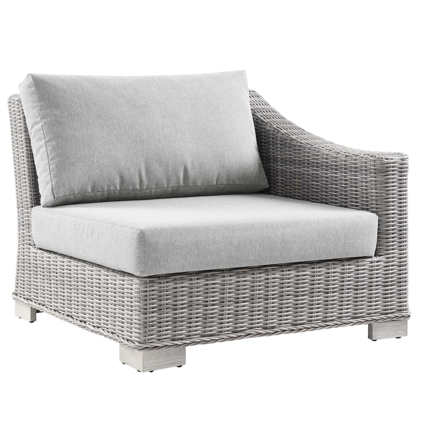 Conway Outdoor Patio Wicker Rattan Right-Arm Chair, Rattan, Wicker, Grey Gray, 23360
