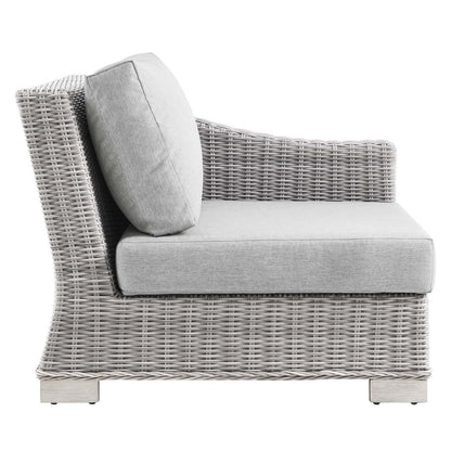 Conway Outdoor Patio Wicker Rattan Right-Arm Chair, Rattan, Wicker, Grey Gray, 23360