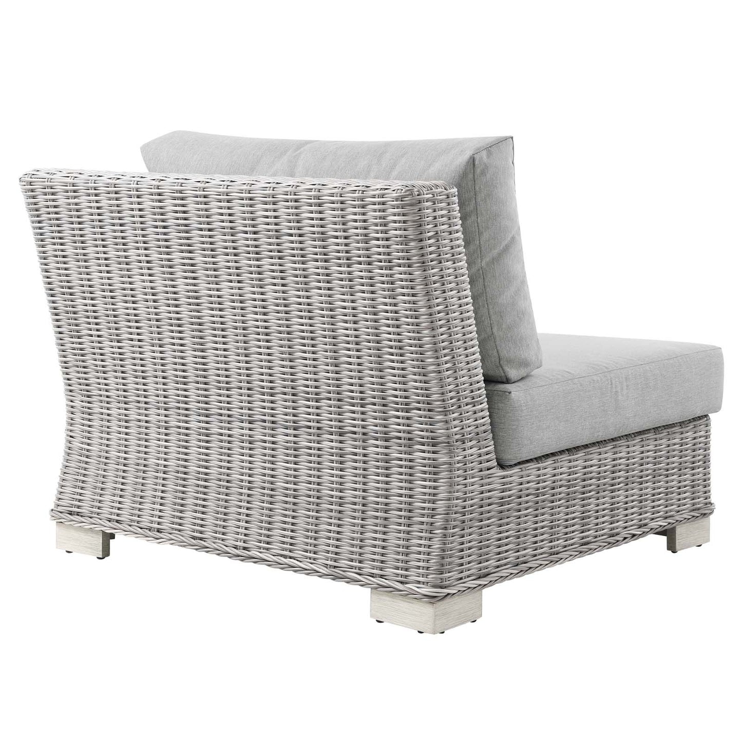 Conway Outdoor Patio Wicker Rattan Right-Arm Chair, Rattan, Wicker, Grey Gray, 23360