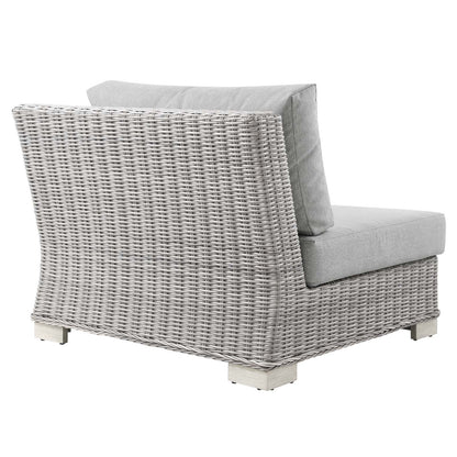 Conway Outdoor Patio Wicker Rattan Right-Arm Chair, Rattan, Wicker, Grey Gray, 23360