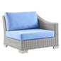 Conway Outdoor Patio Wicker Rattan Right-Arm Chair, Rattan, Wicker, Light Grey Gray Light Blue, 23361