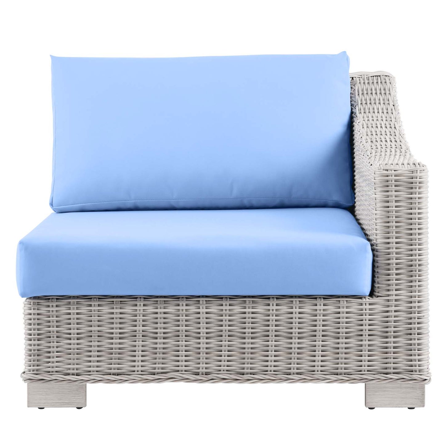 Conway Outdoor Patio Wicker Rattan Right-Arm Chair, Rattan, Wicker, Light Grey Gray Light Blue, 23361