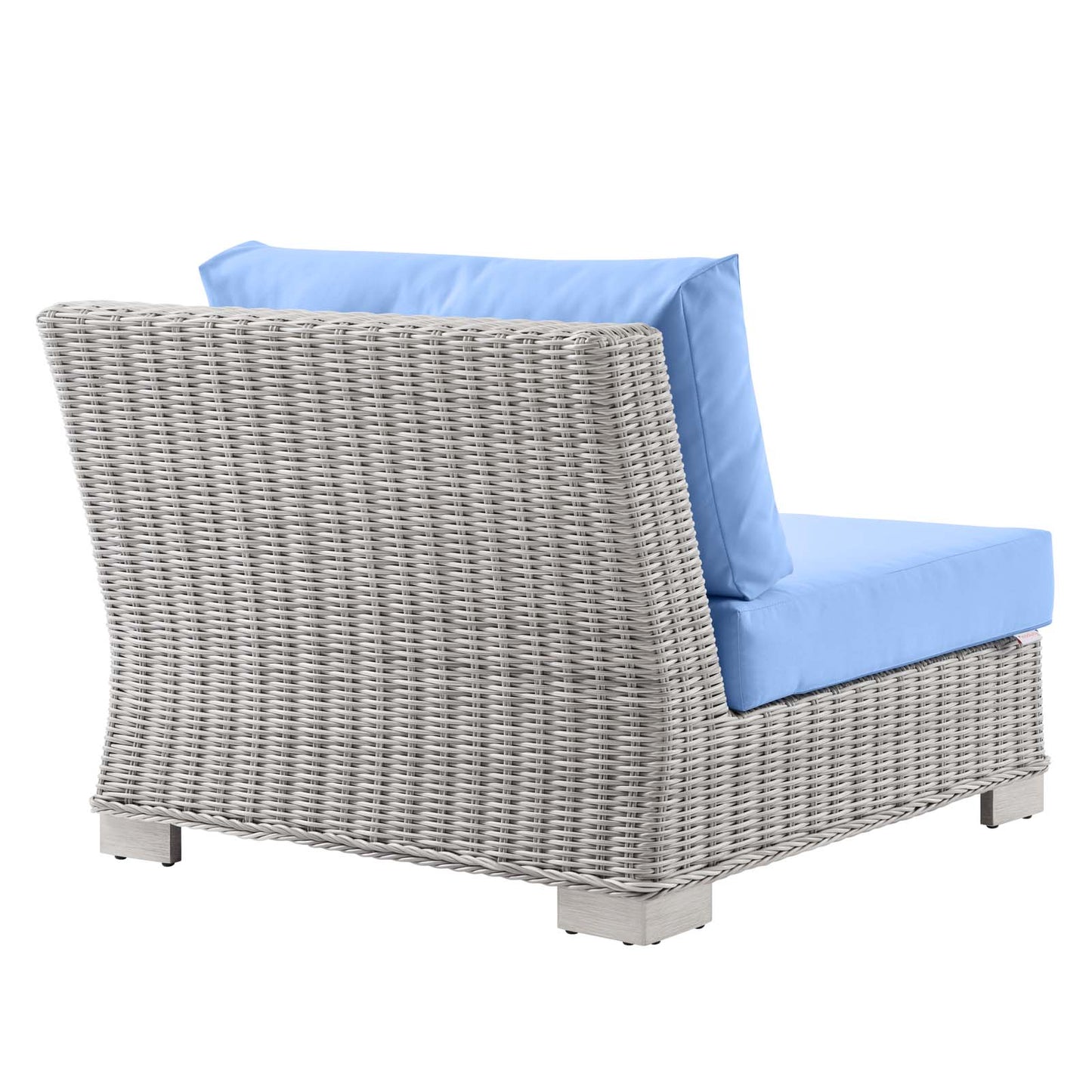 Conway Outdoor Patio Wicker Rattan Right-Arm Chair, Rattan, Wicker, Light Grey Gray Light Blue, 23361