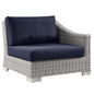 Conway Outdoor Patio Wicker Rattan Right-Arm Chair, Rattan, Wicker, Light Grey Gray Blue Navy, 23362