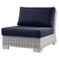 Conway Outdoor Patio Wicker Rattan Armless Chair, Rattan, Wicker, Light Grey Gray Blue Navy, 23366