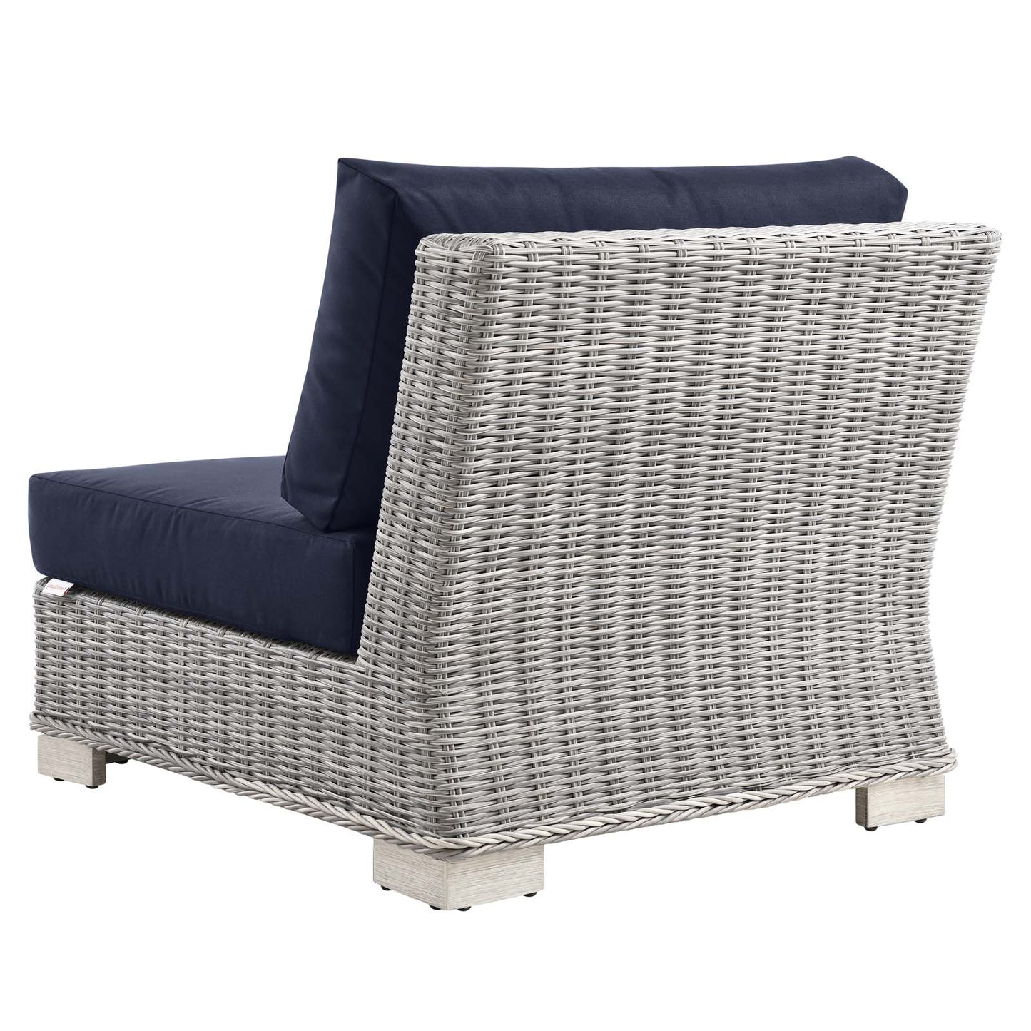Conway Outdoor Patio Wicker Rattan Armless Chair, Rattan, Wicker, Light Grey Gray Blue Navy, 23366