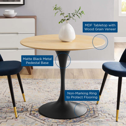 Lippa 36" Wood Dining Table, Wood, Balck Brown Natural, 20642