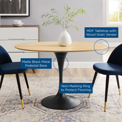 Lippa 48" Wood Oval Dining Table, Wood, Balck Brown Natural, 20644