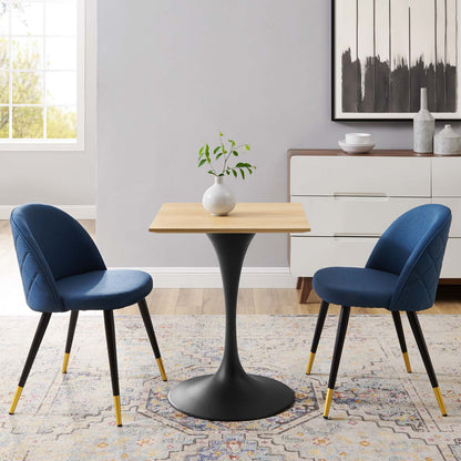 Lippa 24" Wood Square Dining Table, Wood, Balck Brown Natural, 20646