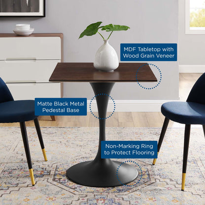 Lippa 28" Wood Square Dining Table, Wood, Black Dark Brown, 20647
