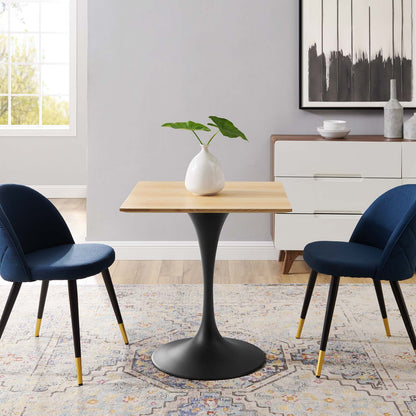 Lippa 28" Wood Square Dining Table, Wood, Balck Brown Natural, 20648