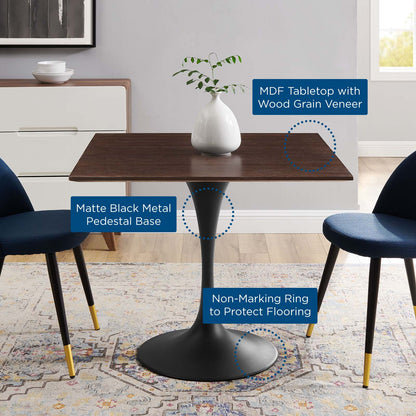 Lippa 36" Wood Square Dining Table, Wood, Black Dark Brown, 20649