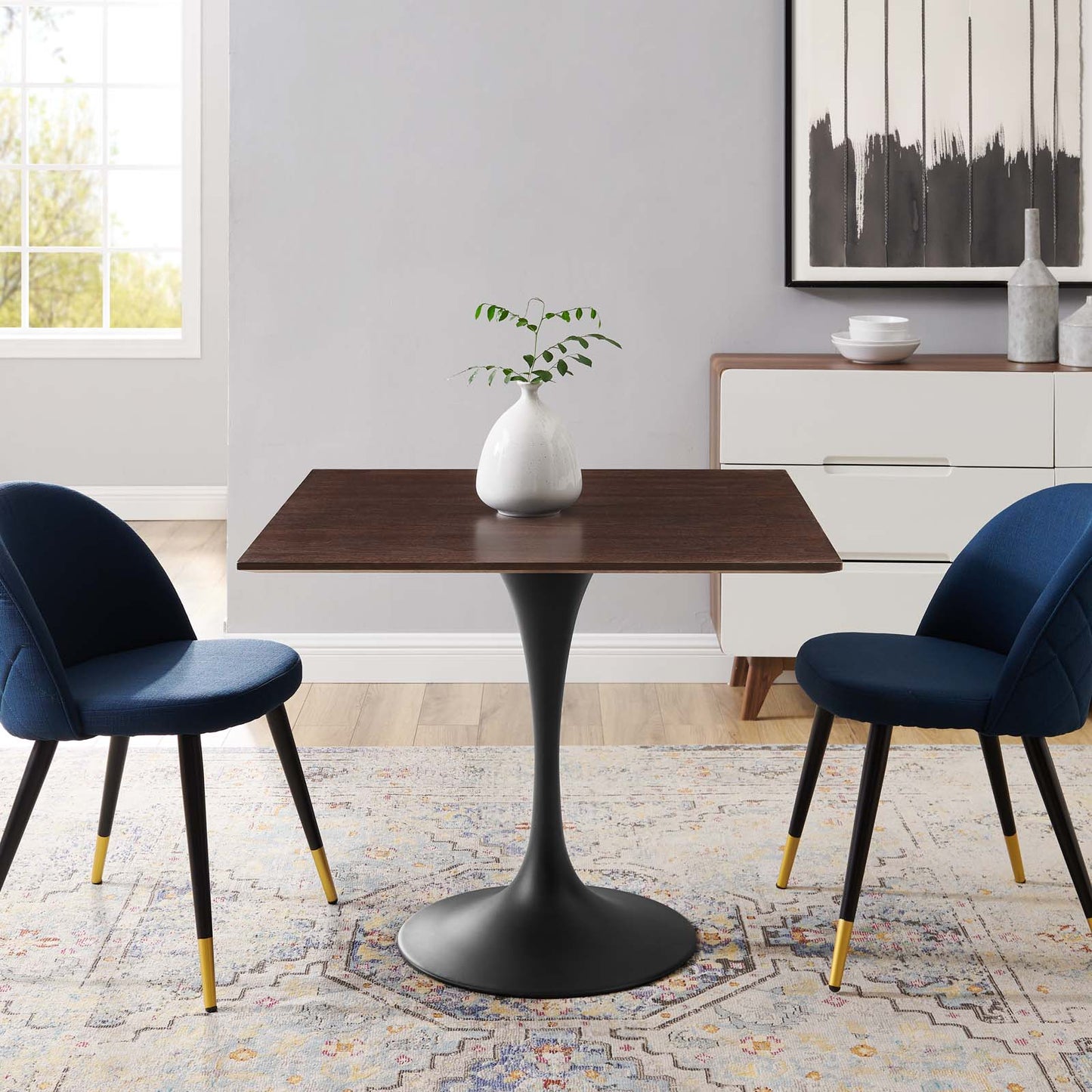 Lippa 36" Wood Square Dining Table, Wood, Black Dark Brown, 20649