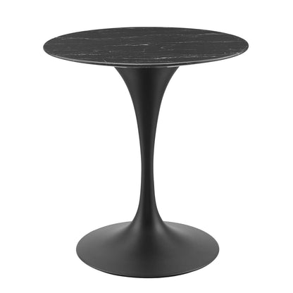 Lippa 28" Artificial Marble Dining Table, Artificial Marble, Metal Steel, Black, 20651
