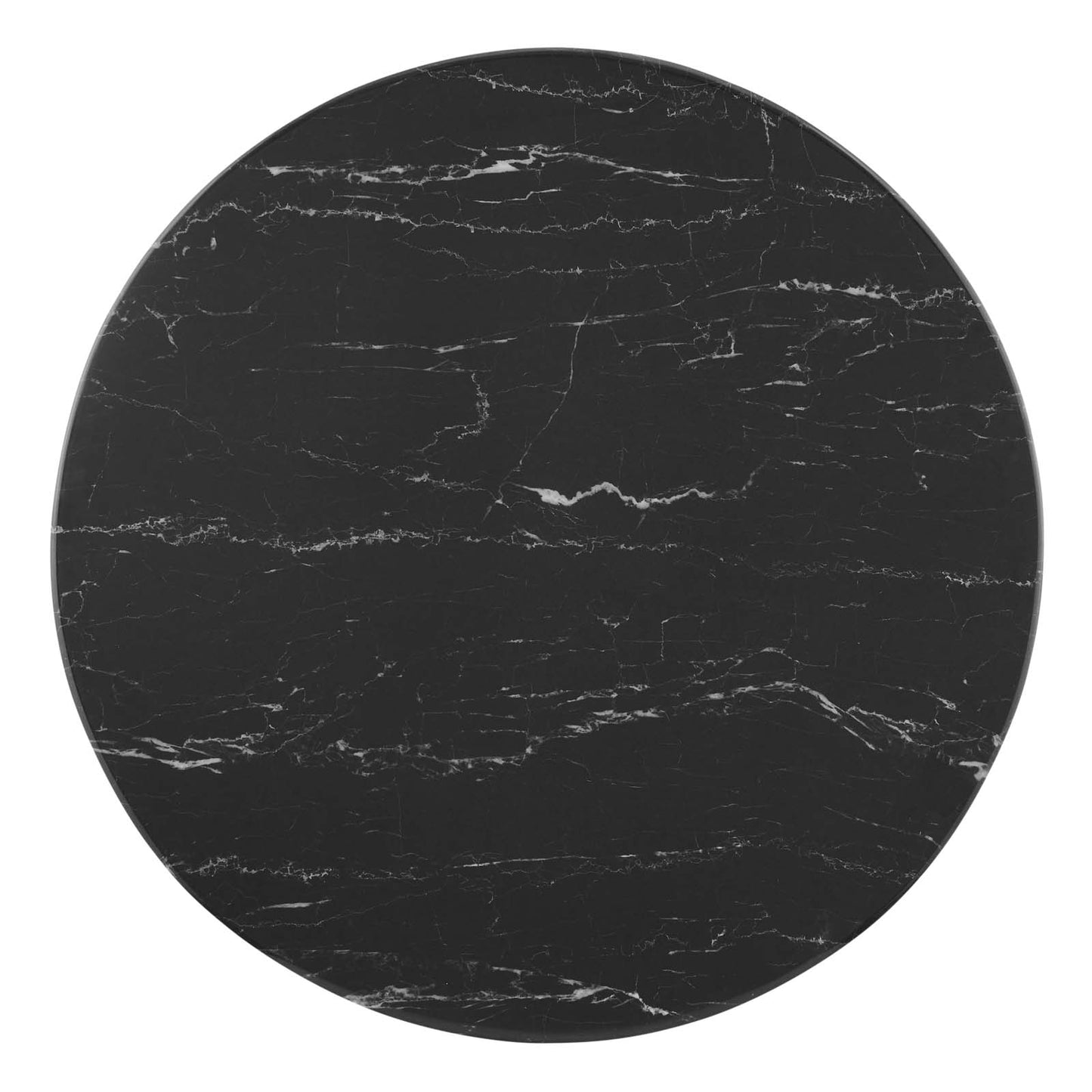 Lippa 28" Artificial Marble Dining Table, Artificial Marble, Metal Steel, Black, 20651