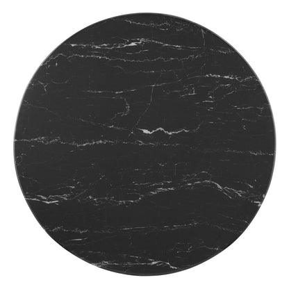 Lippa 28" Artificial Marble Dining Table, Artificial Marble, Metal Steel, Black, 20651