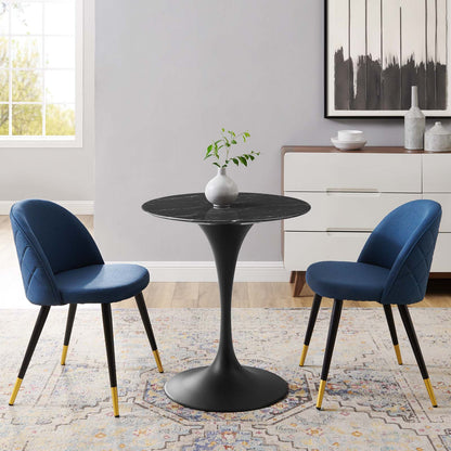 Lippa 28" Artificial Marble Dining Table, Artificial Marble, Metal Steel, Black, 20651