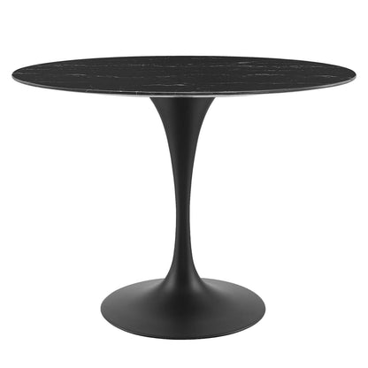 Lippa 42" Artificial Marble Dining Table, Artificial Marble, Metal Steel, Black, 20653