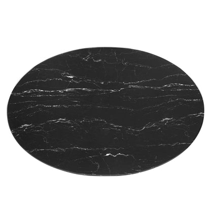 Lippa 42" Artificial Marble Dining Table, Artificial Marble, Metal Steel, Black, 20653
