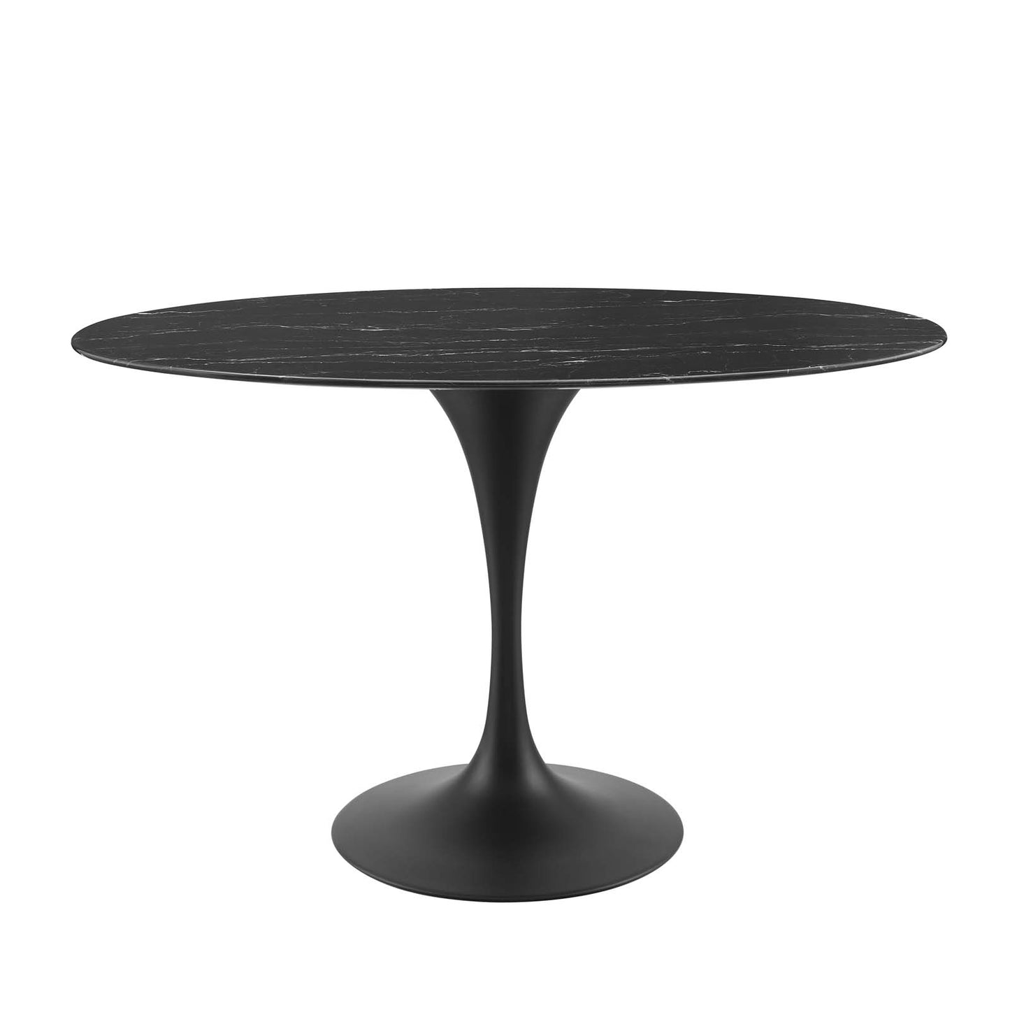Lippa 48" Artificial Marble Dining Table, Artificial Marble, Metal Steel, Black, 20654