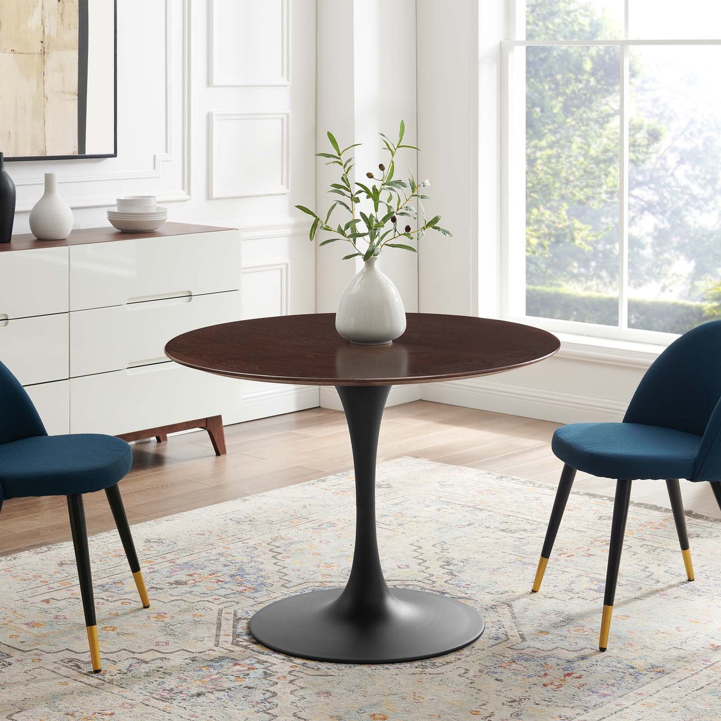 Lippa 40" Wood Dining Table, Wood, Black Dark Brown, 20655