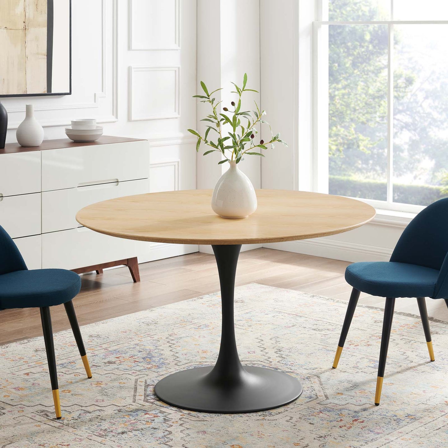 Lippa 47" Wood Dining Table, Wood, Balck Brown Natural, 20658