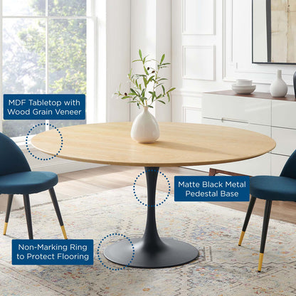 Lippa 60" Wood Dining Table, Wood, Balck Brown Natural, 20660
