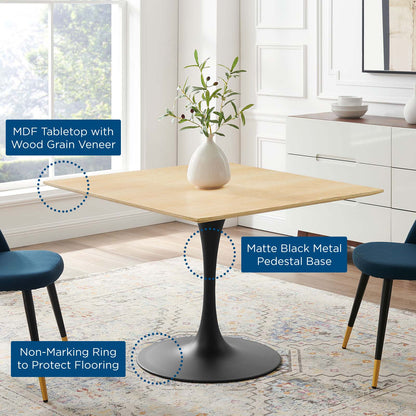 Lippa 40" Wood Square Dining Table, Wood, Balck Brown Natural, 20662