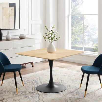 Lippa 40" Wood Square Dining Table, Wood, Balck Brown Natural, 20662