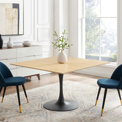 Lippa 47" Wood Square Dining Table, Wood, Balck Brown Natural, 20664