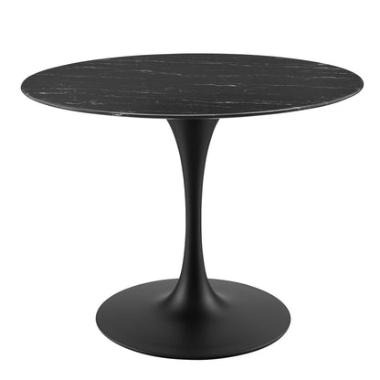 Lippa 40" Artificial Marble Dining Table, Artificial Marble, Metal Steel, Black, 20665