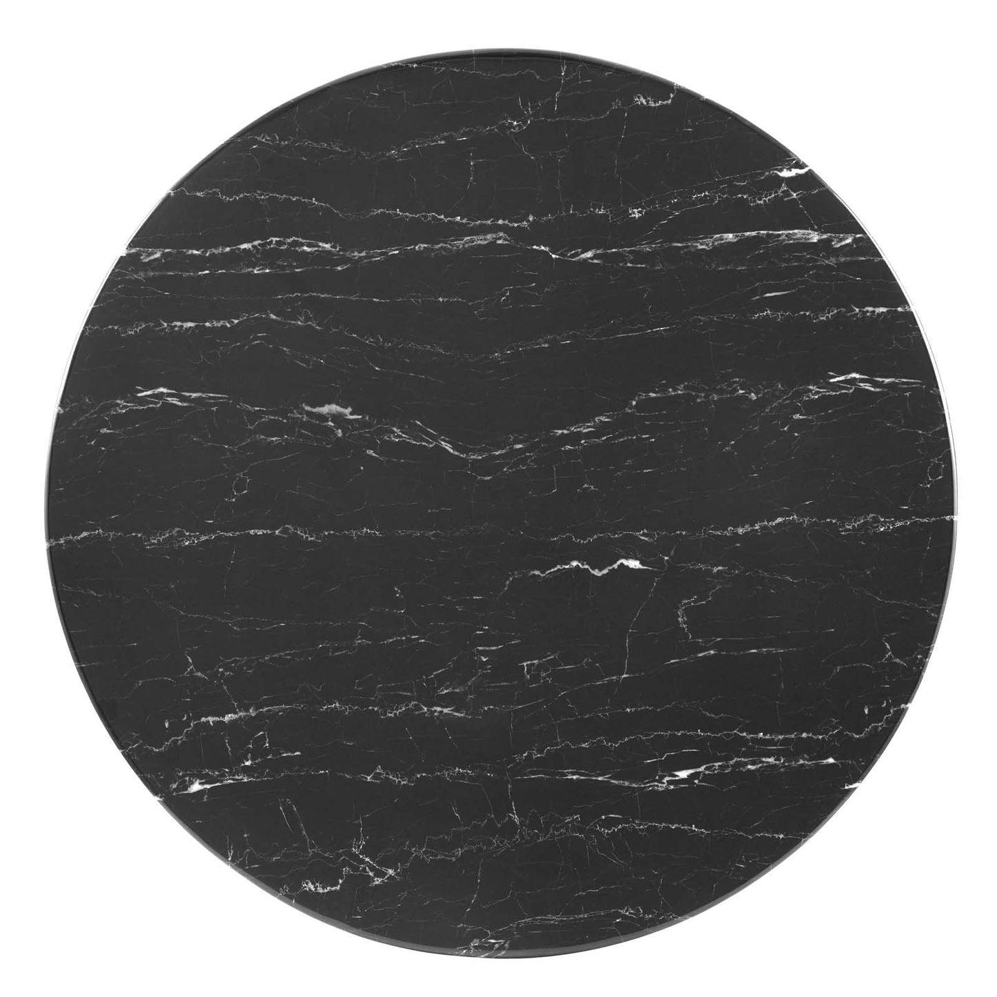 Lippa 40" Artificial Marble Dining Table, Artificial Marble, Metal Steel, Black, 20665