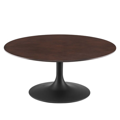 Lippa 36" Wood Coffee Table, Wood, Metal Steel, Black Dark Brown, 20671