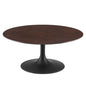 Lippa 36" Wood Coffee Table, Wood, Metal Steel, Black Dark Brown, 20671